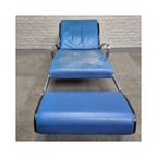 Blauw Lederen Lounge Stoel Futuro 3 Door Massimo Iosa Ghini Voor Moroso - Italië Jaren 80 thumbnail 9