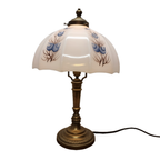 Vintage Messing Lamp Met Witte Opaline Kap thumbnail 4