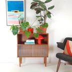 2 Vintage Teak Houten Deense Kastje Glazen Deurtjes Keuken thumbnail 3