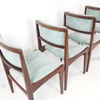 4 Vintage Stoelen Licht Blauwe Rib Nieuwe Stof | Gestoffeerd thumbnail 8