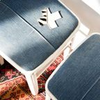 Set Van 2 Vintage Krukken, Krukjes Met Jeans Stoffering thumbnail 4