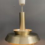 Metal Hanging Lamp Veb Brass Color And White 1960S thumbnail 8