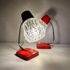 Charmante, Vintage Lampjes (2) Rood Metaal Met Glazen Kapjes thumbnail 9