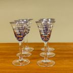 Vintage Borrelglazen Borrelglaasjes Cocktailglazen Glazen Blauw Zilver thumbnail 5