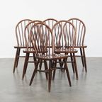 Set Van 6 Vintage Houten Windsor Spijlen Stoelen Uit De Jaren ’70 In Engelse Stijl thumbnail 8