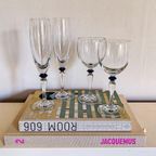 5x Vintage Champagneglas Donkerblauw Bolletje thumbnail 6