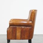 Kwalitatief Goede Schapenleren Fauteuil/Armchair In Een Lichte Cognac Kleur thumbnail 6