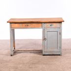 Vintage Bureau Hout | Oud Bureau | Houten Bureau Grijs thumbnail 3