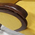 Vintage Fauteuil Jaren 50 Gele Stoel Gele Ribstof Herbekleed thumbnail 12