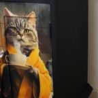Zwart Brocante Kastje “katten In Gele Badjas” thumbnail 5