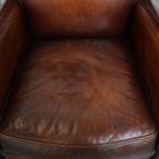 Karaktervolle Set Van 2 Schapenleren Fauteuils/ Armchairs Met Een Mooi Patina En Warme Kleuren thumbnail 10