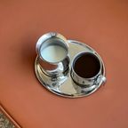 Vintage Stainless Steel Coffee Cup With Milk Jug thumbnail 5