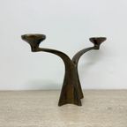 Brutalist Bronze Candle Stick By Michael Harjes , 1970S thumbnail 3