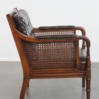 Stijlvolle Vintage Jaren ’70 Design Fauteuil Gemaakt Van Hout, Leer En Webbing thumbnail 3