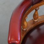 Rode Rundleren In Hoogte Verstelbare Chesterfield Bureaustoel In Engelse Stijl thumbnail 7