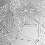 Vintage Mid-Century Set Van 7 Witte Harry Bertoia Eetkamerstoelen thumbnail 15