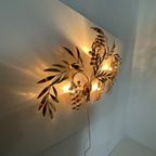 Large Italian Floral Gilded Gold Wall Lamp , 1970’S thumbnail 8