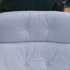 Vintage Design Fauteuil Wit Leer Houten Poot Draaifauteuil thumbnail 5