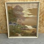 Aquarel Landschap In Lijst Zachte Kleuren Vintage thumbnail 2