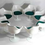 Grote Set Van 8 Vintage Mid-Century Tulip Eetkamerstoelen Van Eero Saarinen Voor Knoll thumbnail 9