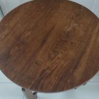 Vintage Bijzettafel Salontafel Rond Bruin Eiken thumbnail 2