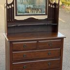 Engelse Art Deco Kaptafel Hout Met Spiegel Engels thumbnail 5