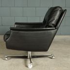Vintage Lederen Draaifauteuil Met Hocker – Jaren 70 thumbnail 3