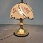 Hollywood Regency Tafel Lamp Met Gebogen Glas Vintage thumbnail 2