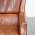 In Goede Staat Verkerende, Tijdloze En Correcte Comfortabele Rundleren Fauteuil/armchair thumbnail 4