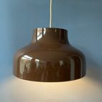 Vintage Mid Century Metalen Hanglamp In Bruin thumbnail 7