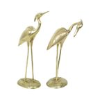 Grote Koperen Kraanvogels Reigers Beeld Messing Vintage 36Cm thumbnail 4