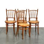 Set Van 4 Originele En Antieke Thonet Bistro Stoelen Met Een Fantastische Uitstraling thumbnail 20