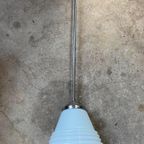 Art Deco Hanglamp / Schoollamp Met Opaline Glazen Bol thumbnail 2