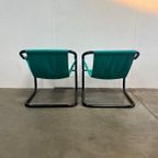 Tweetal Vintage Deense Fauteuils, Xcol, Zwart Staal Met Groene Stof, 1980’s thumbnail 4