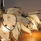 Goudkleurige Lotus Lamp. Vintage Kroonluchter Met Bloemen / Plafondlamp thumbnail 3