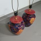 Hand - Turned Ceramic / Glazed Vase Lamp Holders 70s ( Most Likely French ) Height / Vase 40 Cm D thumbnail 15