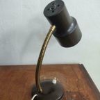 Vintage Bureau Lamp Lijkt Op Hala Bruin Goud. thumbnail 5