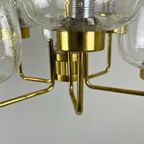 Vintage Kroonluchter / Plafondlamp 6 Glazen Bollen Messing thumbnail 4