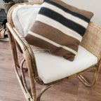 Kussen Met Strepen Beige Bruin En Donkerblauw Yvonne Kwakkel thumbnail 2