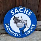 Tof Vintage Emaille Bord Sachs Bromfiets-Service. thumbnail 7