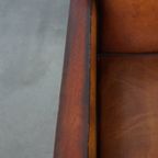 Geweldige Schapenleren 2 Zits Art Deco Design Bank Met Hout En Met Zwarte Biezen thumbnail 19