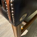 2 X Engelse Xl Chesterfield Oorfauteuils In Darkrust / Rood Bruin Leer Georgian thumbnail 9