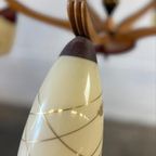 Vintage Rockabilly Luster / Hanglamp Met Hout / Opaline thumbnail 5