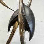 Vintage 50S Messing Kraanvogel Sculptuur Boris Lovet-Lorski / Art Deco Entwined Cranes Sculpture thumbnail 4