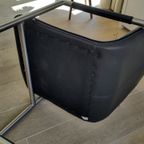 Nette Design Sledestoelen, Zwart Leer Met Rvs Frame thumbnail 4