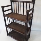 Vintage Bamboe Boekenrekje Wandrek Hangkast Hangkastje Boho Wandrek Manou Jaren 70 Planten Rek thumbnail 2