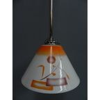 Art Deco Hanglamp Met Glazen Kap, Aan Onderzijde Open thumbnail 4