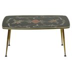 Fifties Rockabilly Salontafel Glas Conische Gouden Poten 90cm thumbnail 8