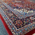 Perzisch Tabriz Vloerkleed Wol Handgeknoopt 253X368Cm - Vintage Tapijt - Rood Blauw Wit thumbnail 11