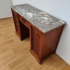 Vintage Antiek Bureau Buro Sidetable Kaptafel Marmer Blad thumbnail 6